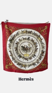 Hermès jedwabna apaszka duża 100% jedwab 