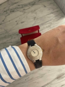 CARTIER must de 21, szwajcarski zegarek vintage, koperta 28mm, pasek, piękny stan + oryginalny box