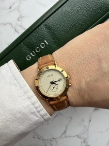 GUCCI szwajcarski zegarek vintage, oryginalny, piękny, złota koperta + box 