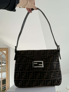 Fendi Zucca torba na ramię canvas + skóra stan bdb/idealny