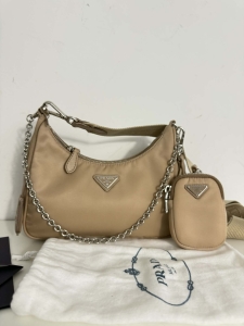PRADA Re-Edition 2005 Re-Nylon Shoulder Bag – Beżowy