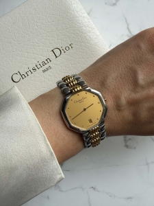 Christian Dior szwajcarski zegarek vintage, damski, duża koperta 30mm, oryginalny + BOX