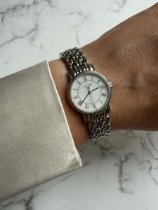 Longines, szwajcarski zegarek, srebrna koperta i bransoleta, w całości oryginalne elementy
