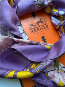 Hermès jedwabna duża chusta motyw kwiatowy +box 