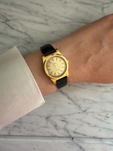 OMEGA DeVille 1974, szwajcarski zegarek vintage, damski, masywna koperta 26mm pokryta złotem, w całości oryginalne elementy