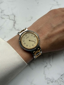 Hermès Clipper – srebrno-złoty zegarek unisex, oryginalny, w pięknym stanie, koperta 34mm