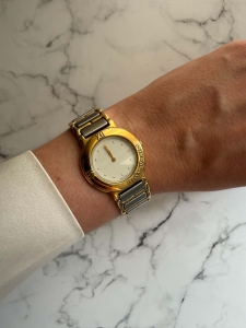 YSL Yves Saint Laurent zegarek kwarcowy złoto-srebrny, duża koperta 30mm 