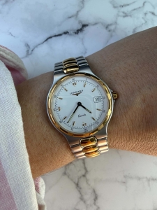 Longines Conquest, oryginalny szwajcarski zegarek, unisex, koperta 33mm, złoto-srebrna bransoleta