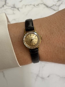 OMEGA DeVille 1971, szwajcarski zegarek vintage, cut glass, manualny, koperta 18mm powlekana złotem + BOX