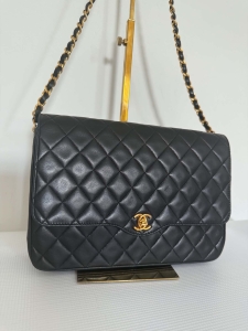 Chanel vintage single flap bag pozłacana 24k złotem 1986 rok 