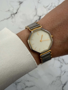 YSL Yves Saint Laurent, szwajcarski zegarek, w całości oryginalne elementy, bransoleta bicolor, koperta octagon 30mm