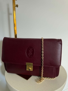 Yves Saint Laurent bordowa kopertówka/torebka 